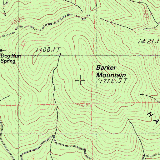 Topographic Map of Barker Mountain, CA