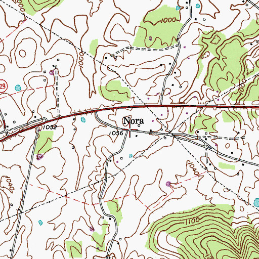 Topographic Map of Nora Post Office (historical), KY