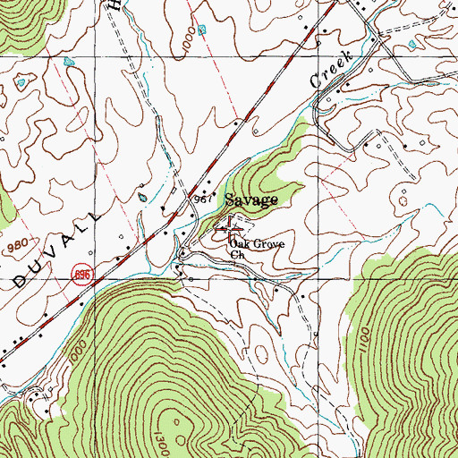 Topographic Map of Oak Grove Church Cemetery, KY