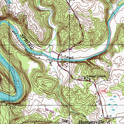 Topographic Map of Oaks Post Office (historical), KY