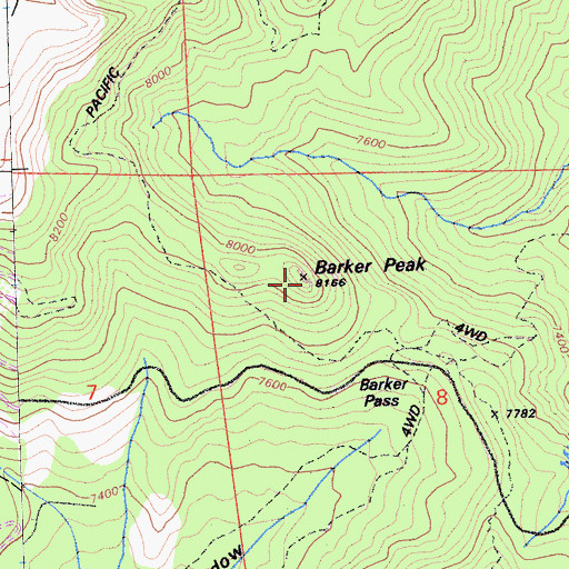 Topographic Map of Barker Peak, CA