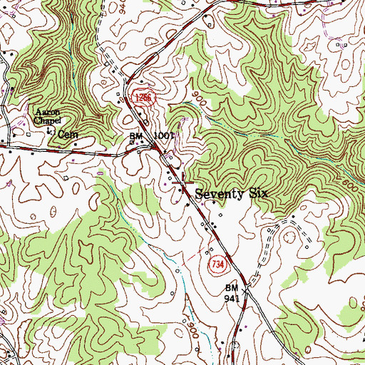 Topographic Map of Seventy Six Post Office (historical), KY