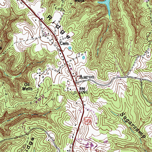 Topographic Map of Aaron Post Office (historical), KY