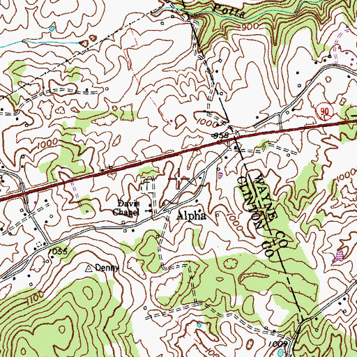 Topographic Map of Alpha Post Office (historical), KY
