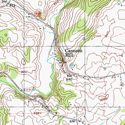 Topographic Map of Cannons Mill Post Office (historical), KY