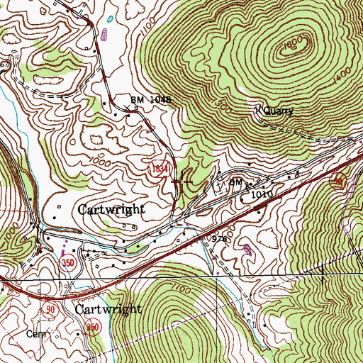 Topographic Map of Cartwright Cemetery, KY