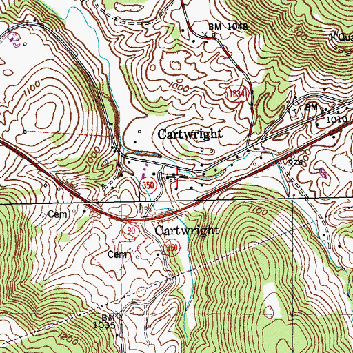 Topographic Map of Cartwright Post Office (historical), KY