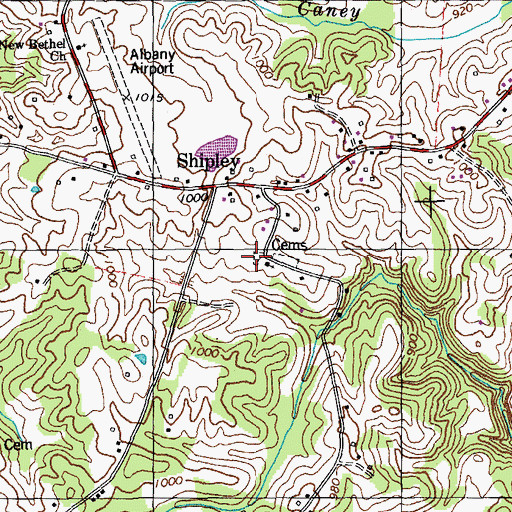 Topographic Map of Cedar Hill Church Cemetery, KY