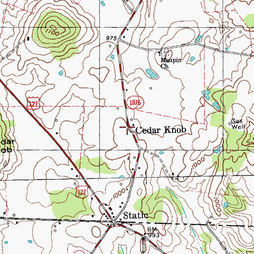Topographic Map of Cedar Knob Post Office (historical), KY