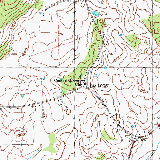 Topographic Map of Central Grove Church Cemetery, KY