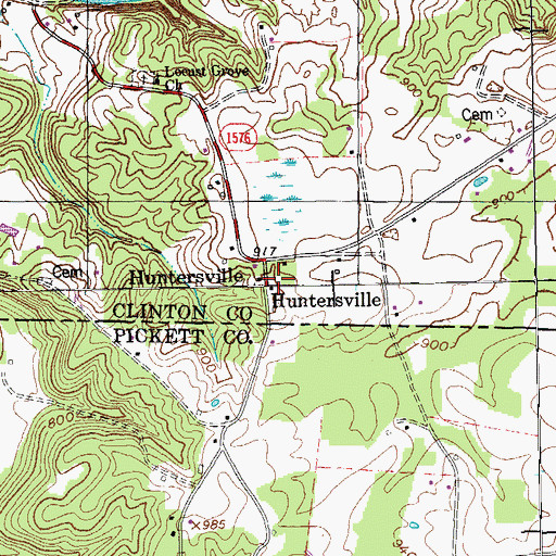 Topographic Map of Huntersville Post Office (historical), KY
