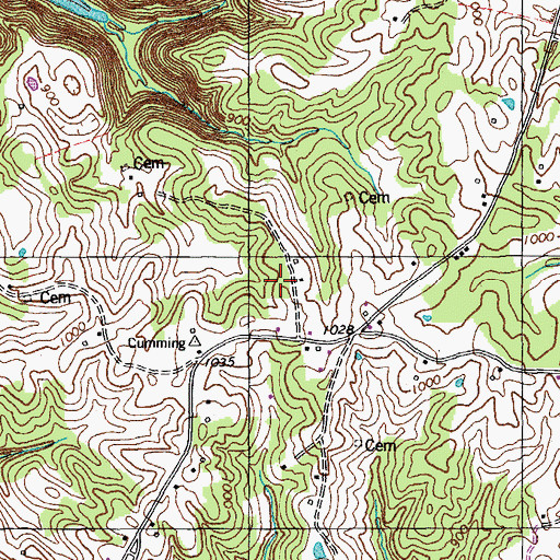 Topographic Map of Lettered Oak Ridge, KY