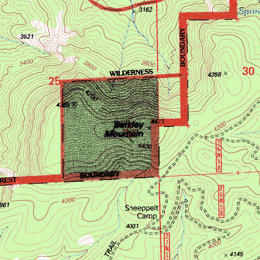 Topographic Map of Barkley Mountain, CA