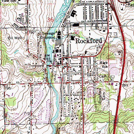 Topographic Map of Rockford Department of Public Safety - Police Facility, MI