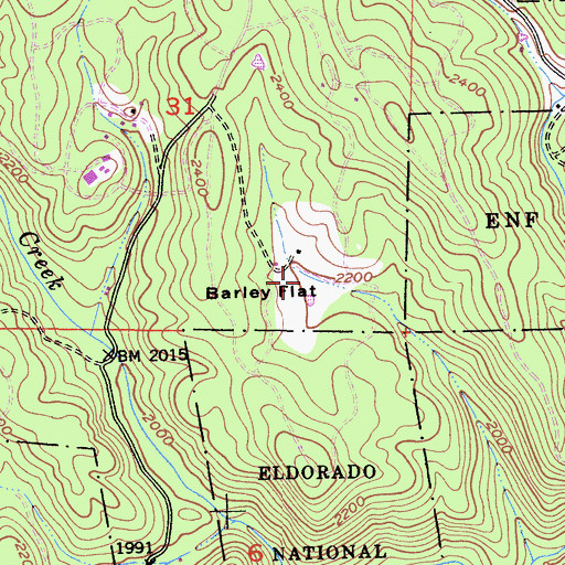 Topographic Map of Barley Flat, CA