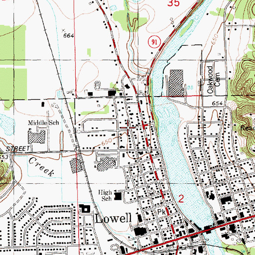 Topographic Map of Lyons Baptist Church, MI