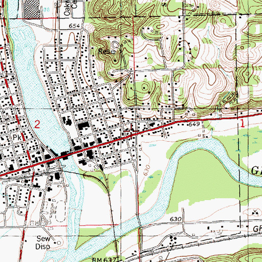 Topographic Map of Lowell First United Methodist Church, MI