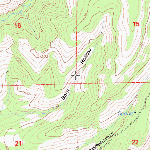 Topographic Map of Barn Hollow, CA