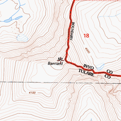 Topographic Map of Mount Barnard, CA