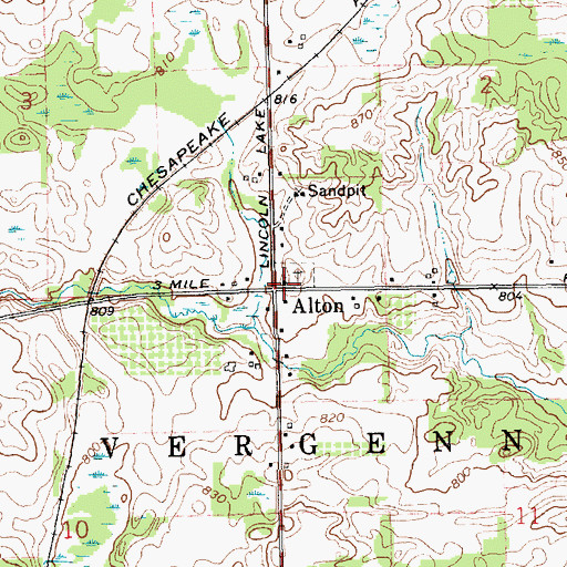 Topographic Map of Alton Bible Church, MI
