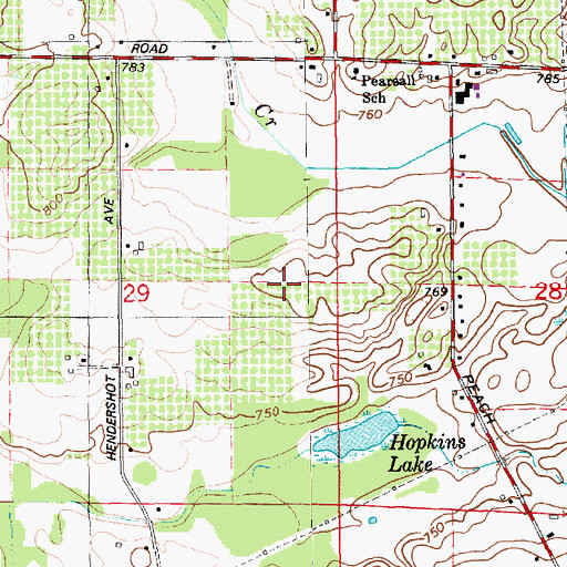 Topographic Map of Kent City Post Office, MI