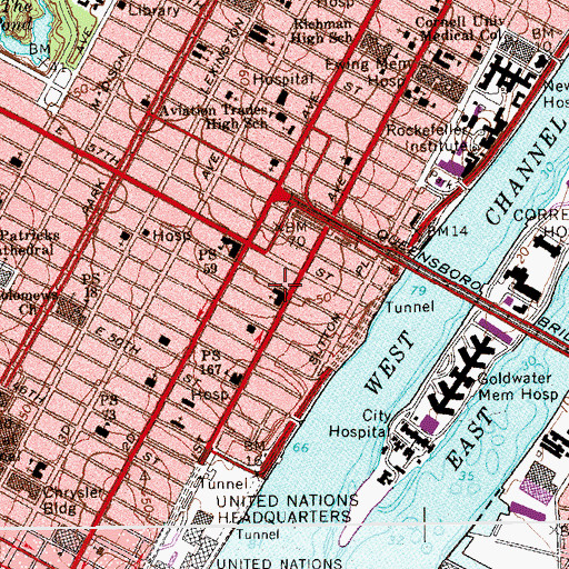 Topographic Map of Cathedral High School, NY