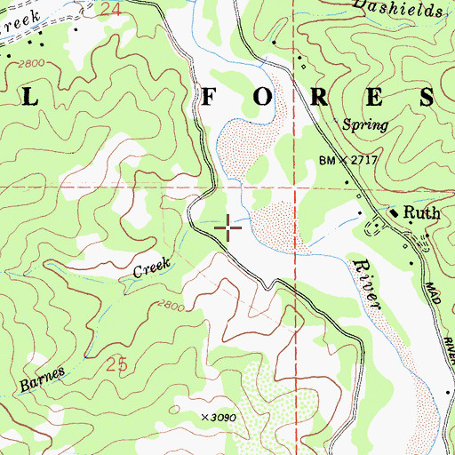 Topographic Map of Barnes Creek, CA