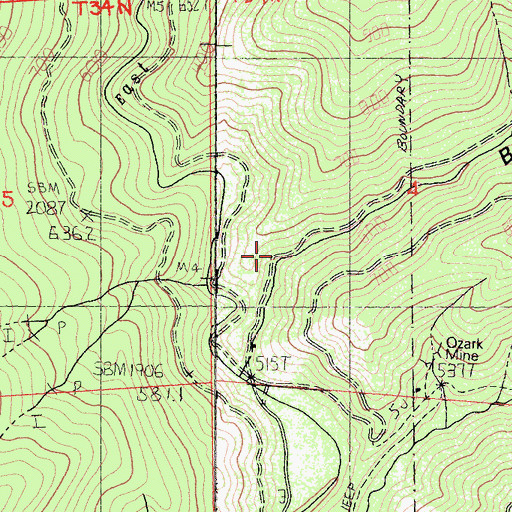 Topographic Map of Barney Gulch, CA