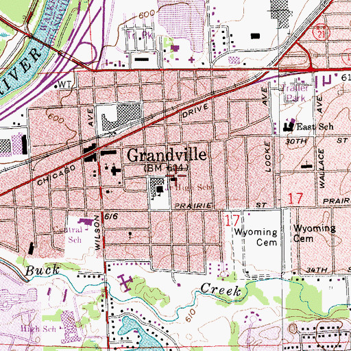 Topographic Map of Hope Christian Reformed Church, MI