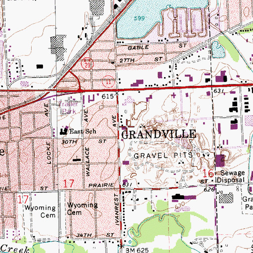 Topographic Map of Harvest Orthodox Presbyterian Church, MI
