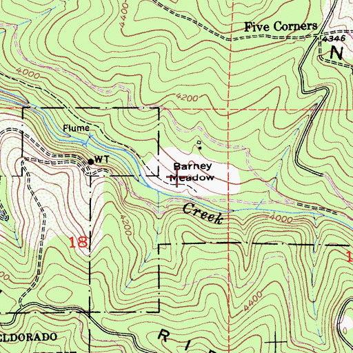 Topographic Map of Barney Meadow, CA