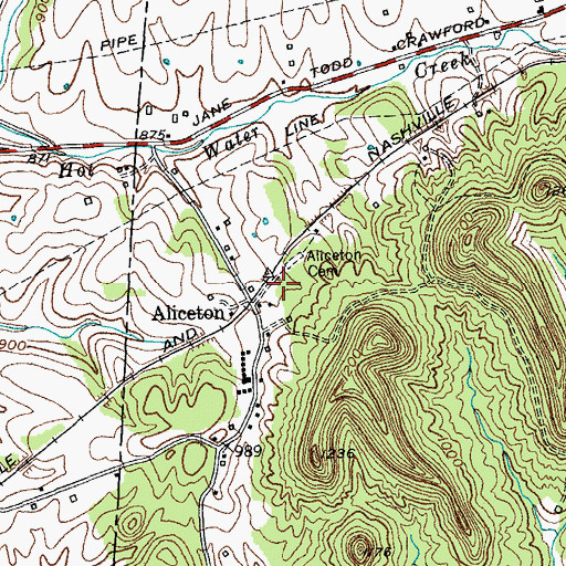 Topographic Map of Aliceton Campgrounds (historical), KY