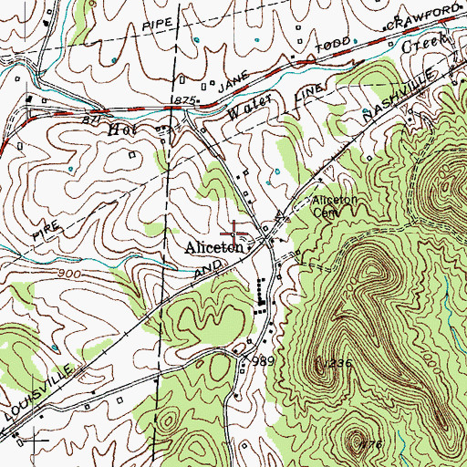 Topographic Map of Aliceton Post Office (historical), KY