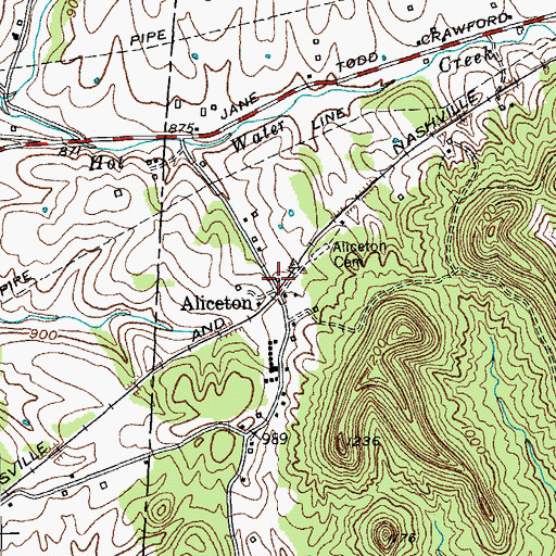 Topographic Map of Aliceton Railroad Station (historical), KY