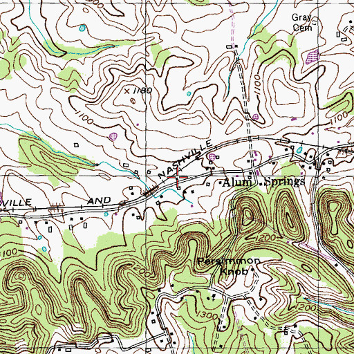 Topographic Map of Alum Springs Railroad Station (historical), KY