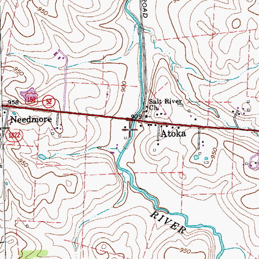 Topographic Map of Atoka Post Office (historical), KY