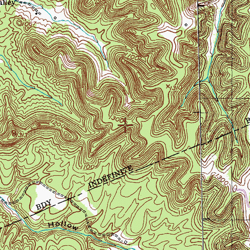 Topographic Map of Brooks Ridge, KY