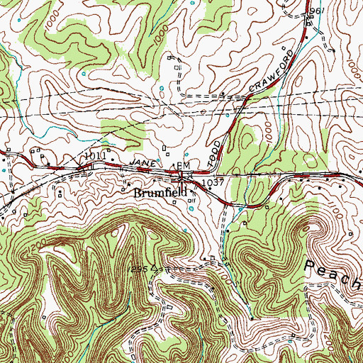 Topographic Map of Brumfield Post Office (historical), KY