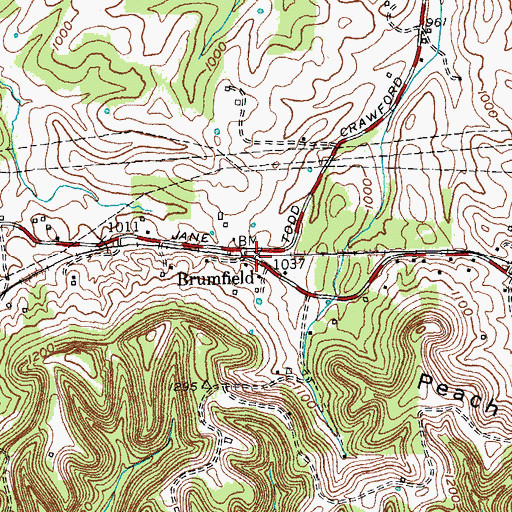 Topographic Map of Brumfield Railroad Station (historical), KY