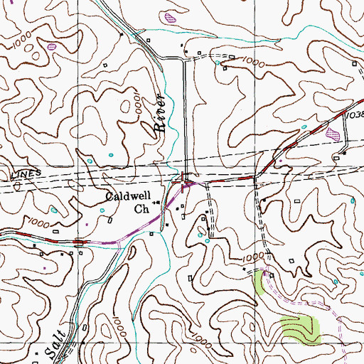 Topographic Map of Caldwell School (historical), KY