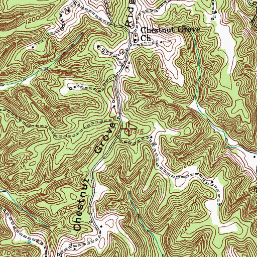 Topographic Map of Chestnut Grove Knob, KY