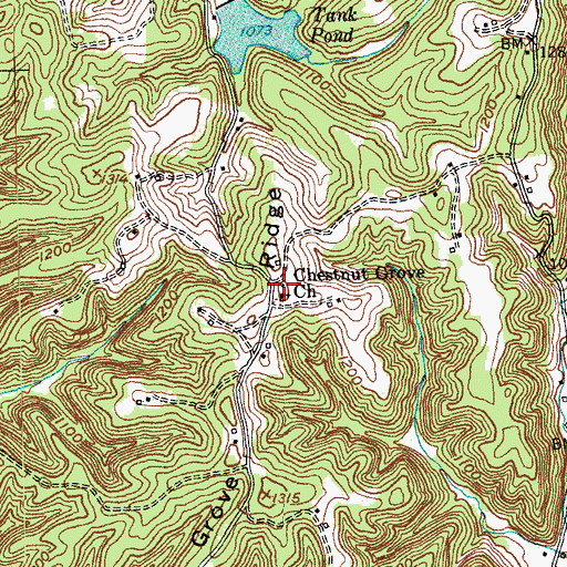 Topographic Map of Chestnut Grove School (historical), KY