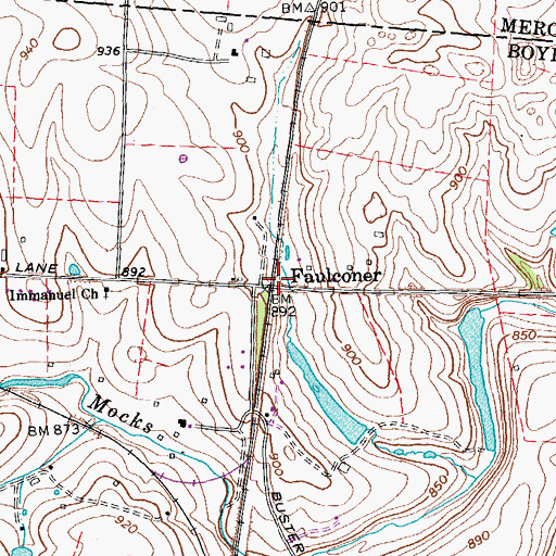 Topographic Map of Faulconer Post Office (historical), KY