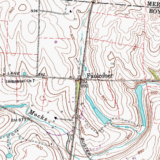 Topographic Map of Faulkner Railroad Station (historical), KY
