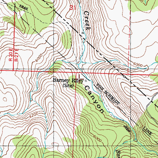 Topographic Map of Barney Riley, CA