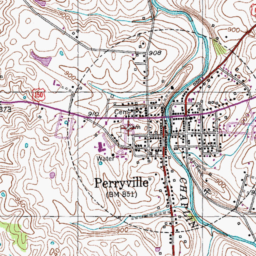 Topographic Map of Hillcrest Cemetery, KY