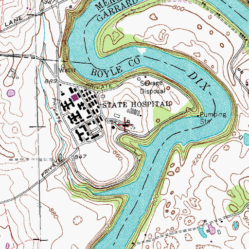 Topographic Map of Kentucky State Hospital (historical), KY