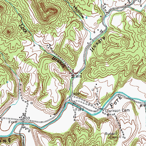 Topographic Map of Lock Hollow, KY