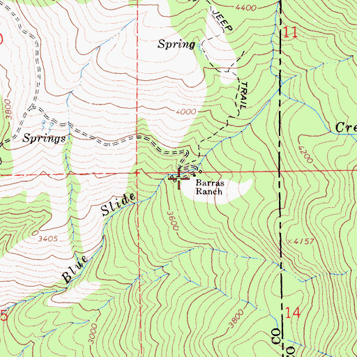 Topographic Map of Barras Ranch, CA