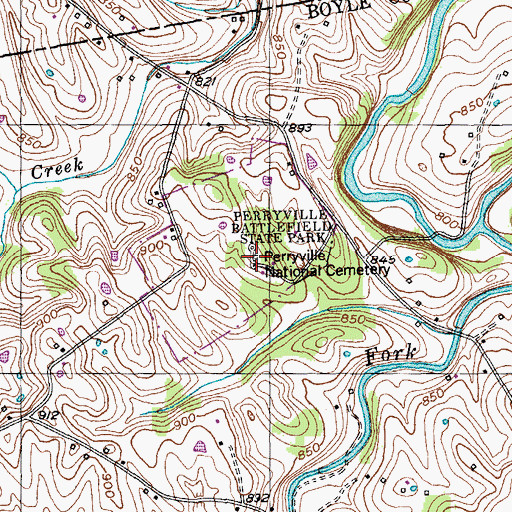 Topographic Map of Perryville National Cemetery, KY